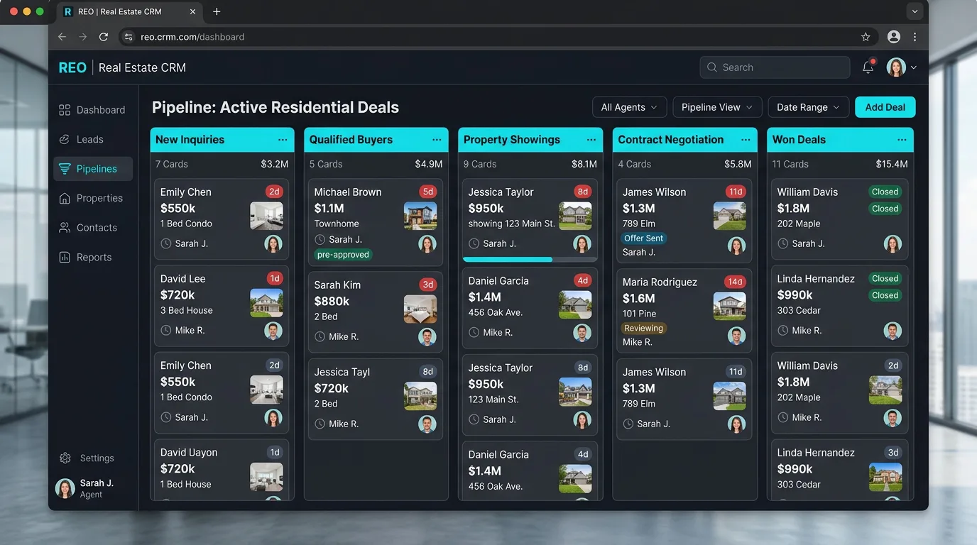 AI Real Estate CRM Pipeline Board