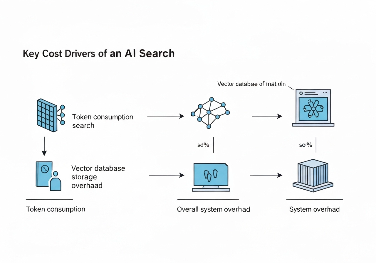 AI search cost drivers token consumption vector database storage overhead