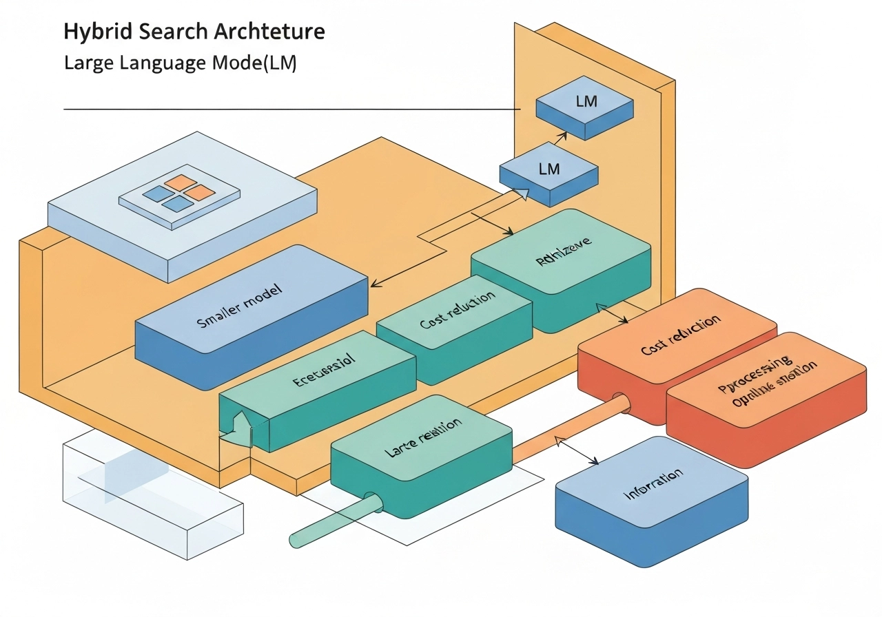 hybrid search small model tier LLM cost reduction